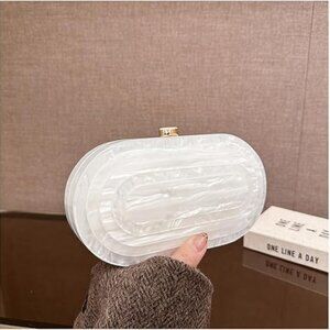 Neiman Marcus Prom Acrylic Luxury Marble Clutch Bag
